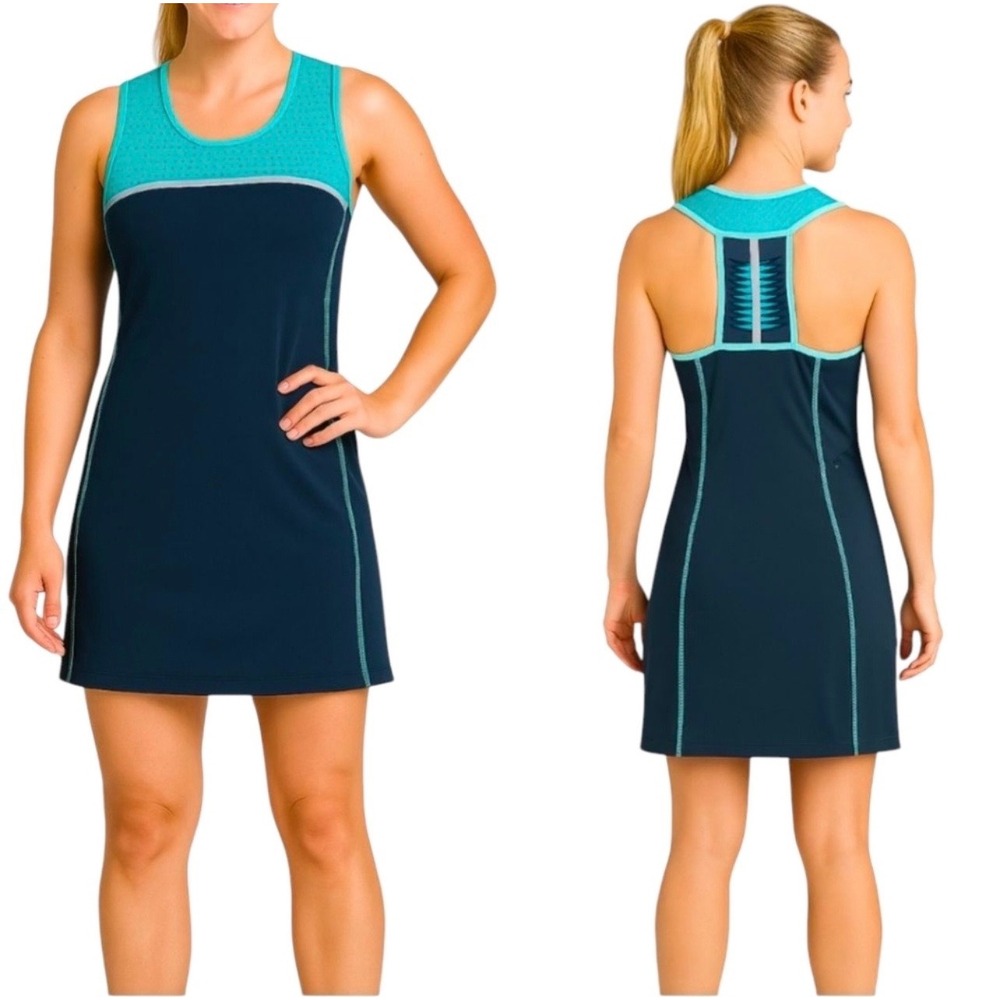 Title Nine Dress Twisted Sister Racerback Blue Outdoor Tennis‎ Golf Stretch Sz L